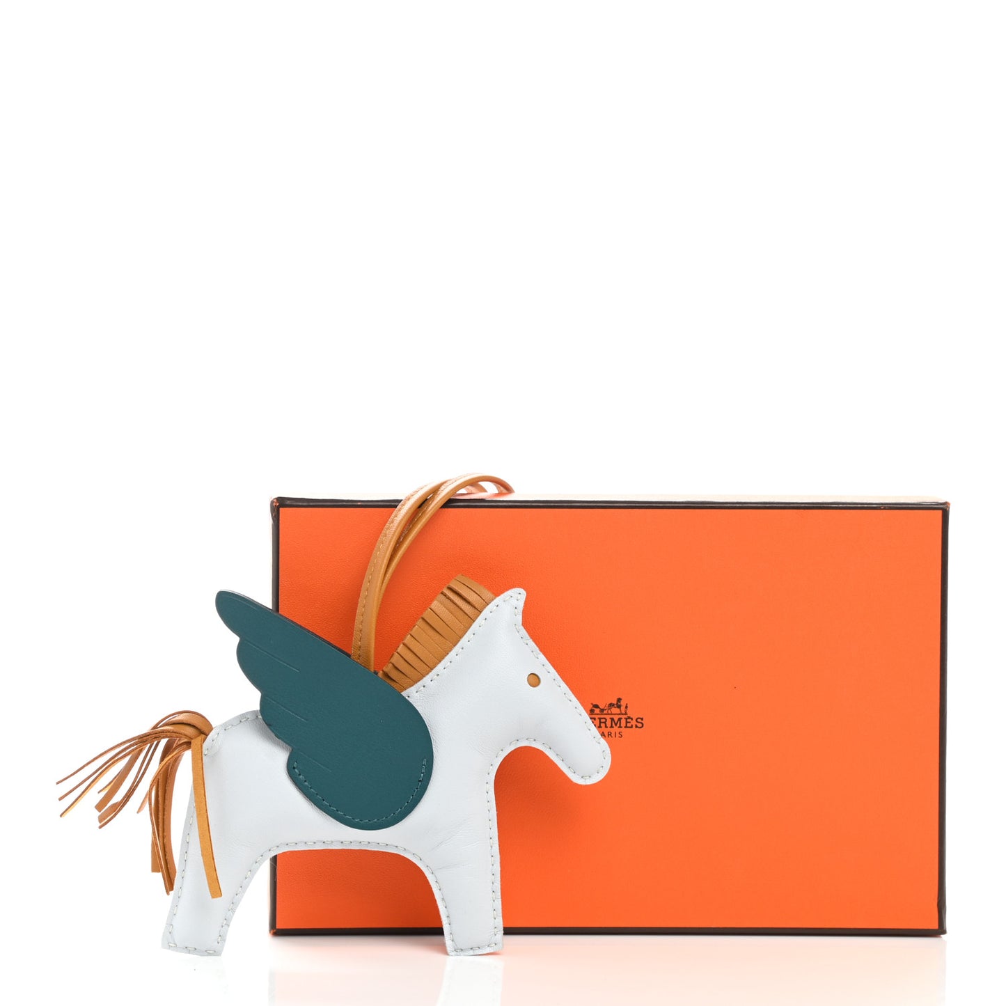 Milo Lambskin Grigri Rodeo Pegase Horse Bag Charm MM Bleu Brume Sesame Vert Bosphore