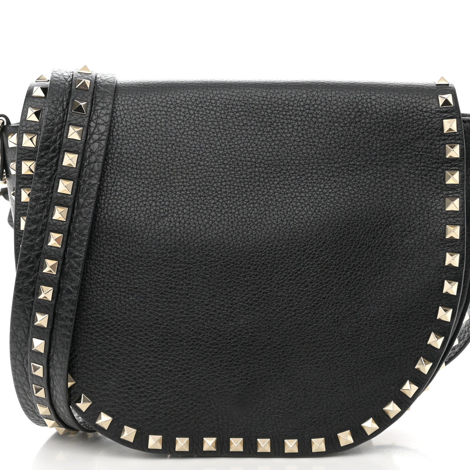 Valentino Garavani Grained Calfskin Rockstud Saddle Bag Black 7 of 12