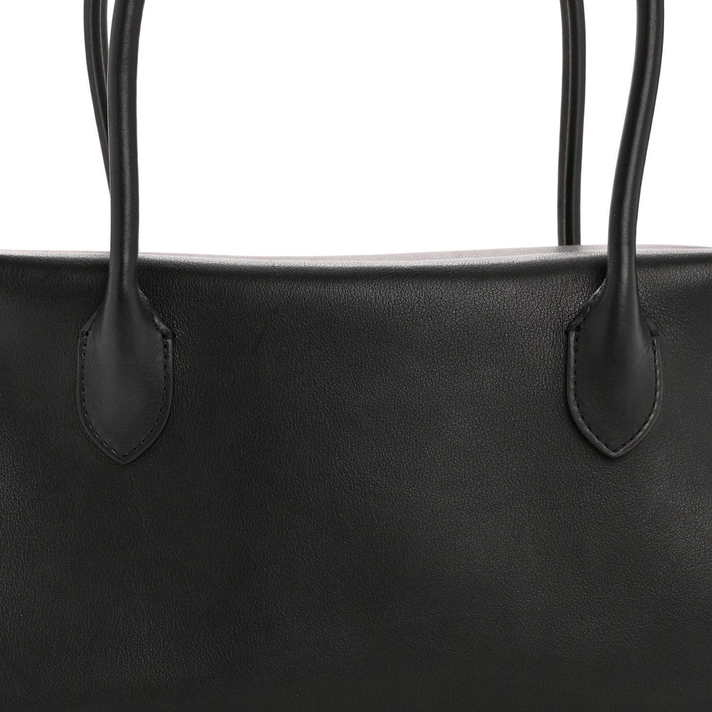 Polished Saddle Calfskin E/W Top Handle Bag Black