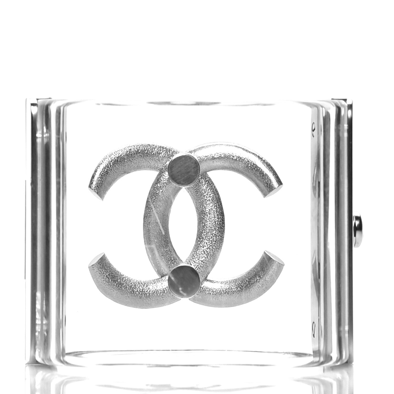 Chanel Lucite Baguette Crystal CC Cuff Transparent Silver 3 of 6
