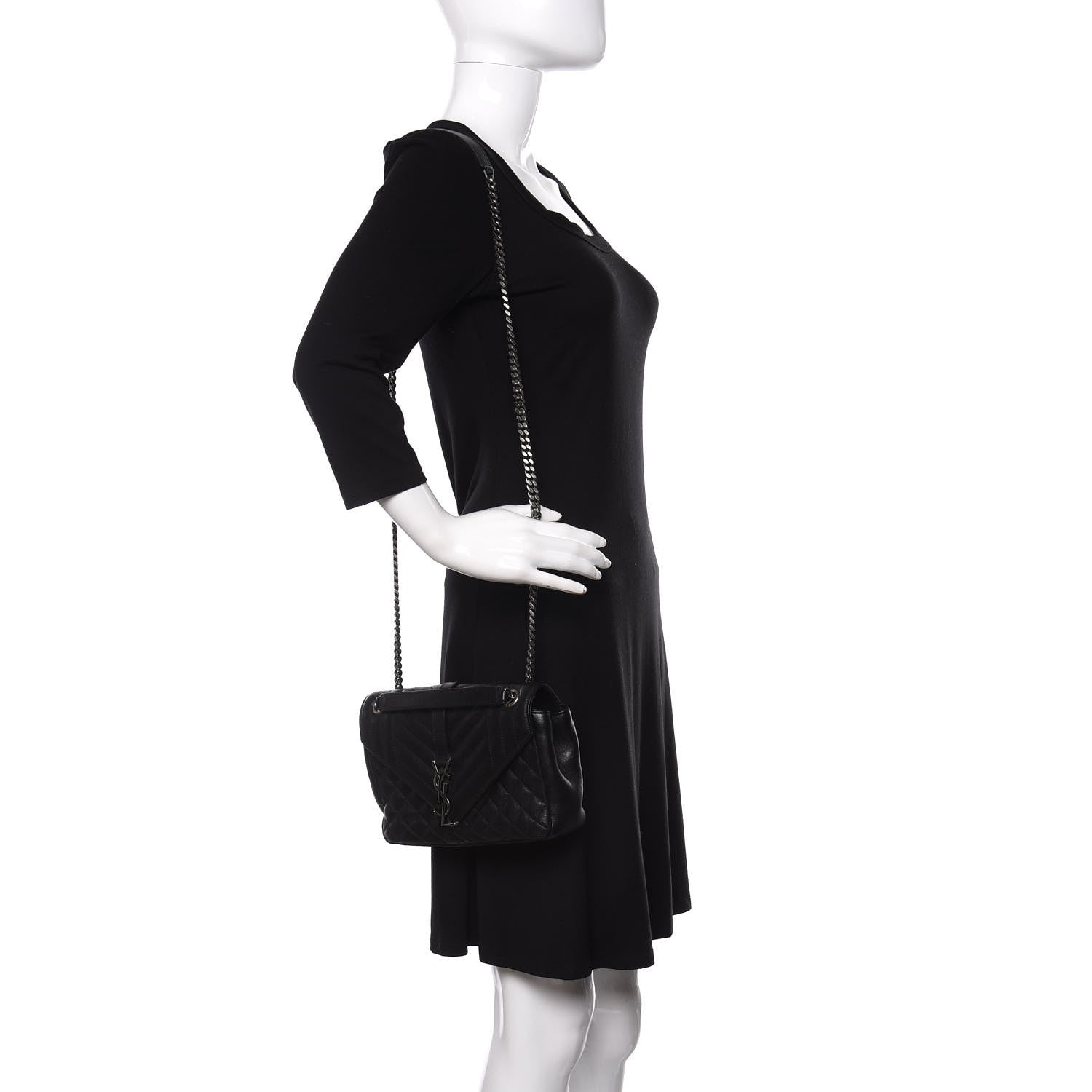 Saint Laurent Sheepskin Tri-Quilt Monogram Medium College Bag Black 3 of 12