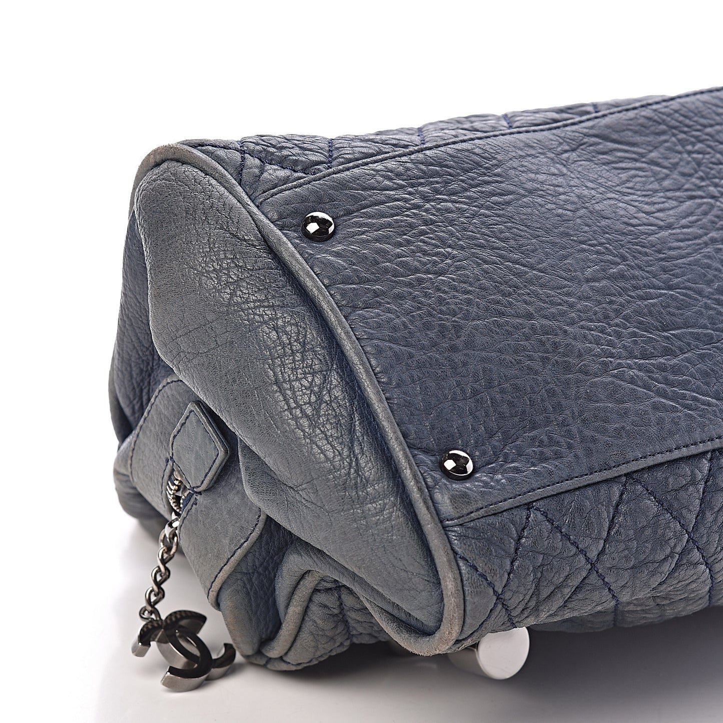 Distressed Lambskin Lady Braid Bowler Blue