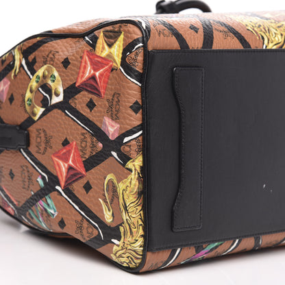 MCM Visetos Calfskin Motif Rombi Lion Printed Traveler Weekender Bag Cognac 6 of 13