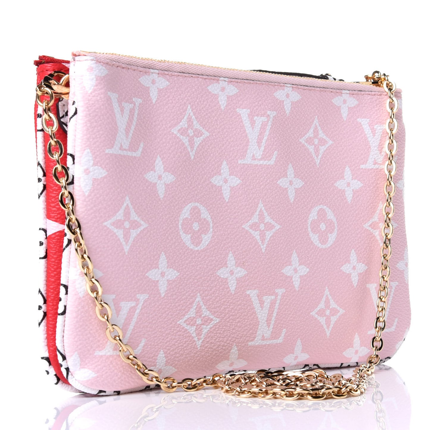 Monogram Giant Double Zip Pochette Rouge