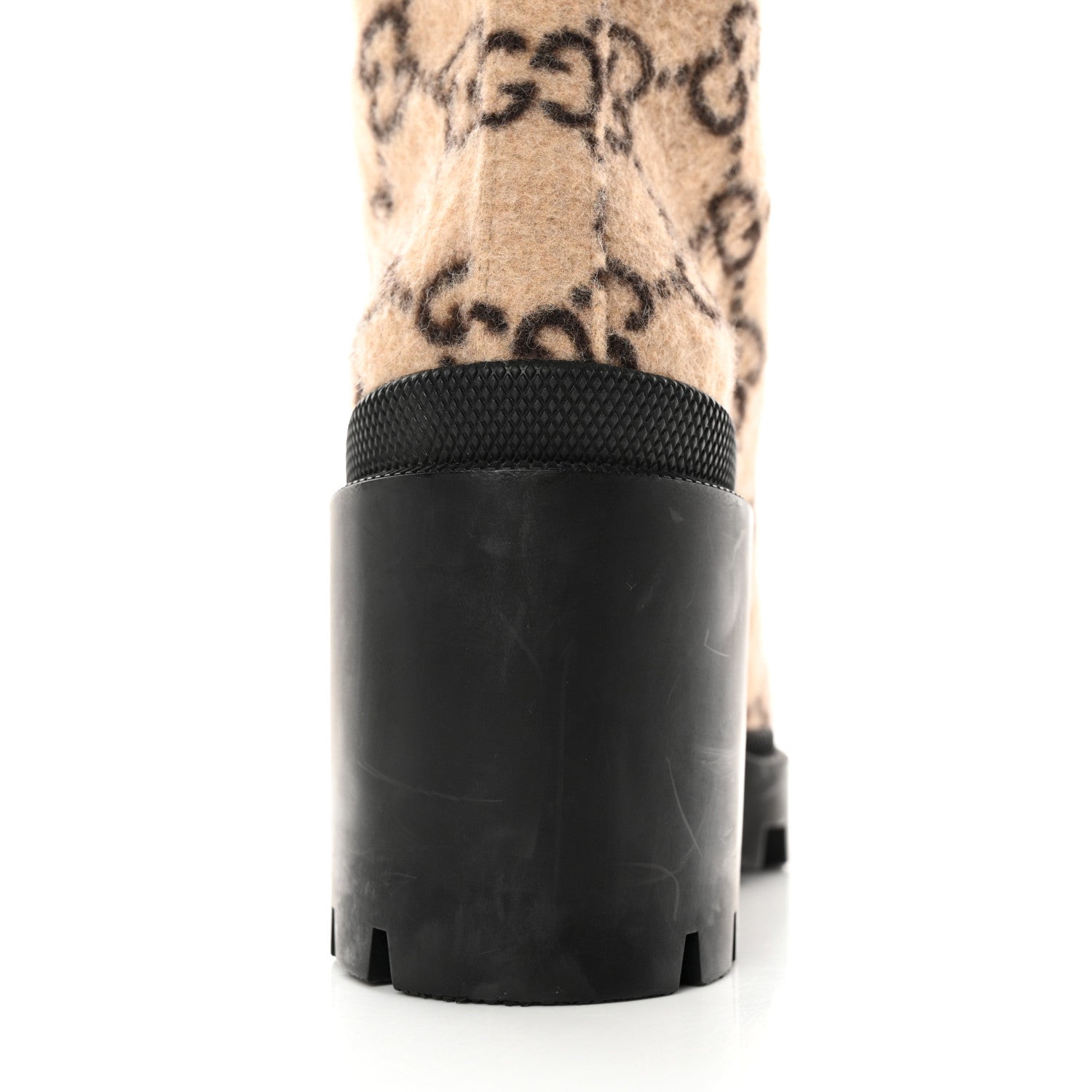 Gucci Covered Wool GG Monogram Womens Lace Up Combat Ankle Boots 38 Beige Ebony Black 16 of 21