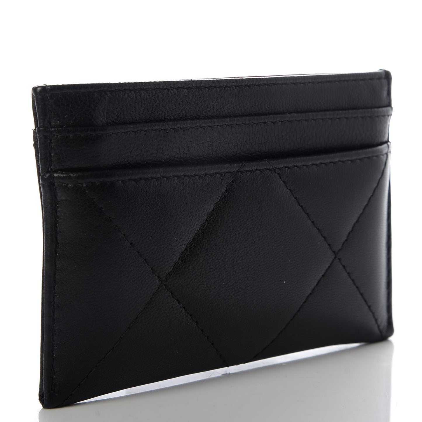 Goatskin Quilted 19 Card Holder Black