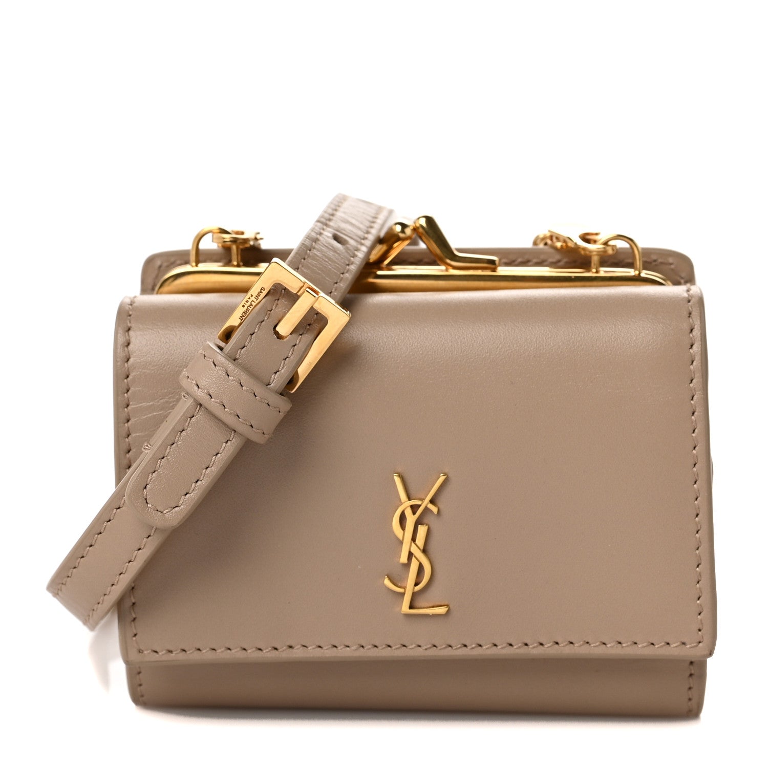 Saint Laurent Smooth Calfskin Monogram Rider Belt Bag Taupe 1 of 10