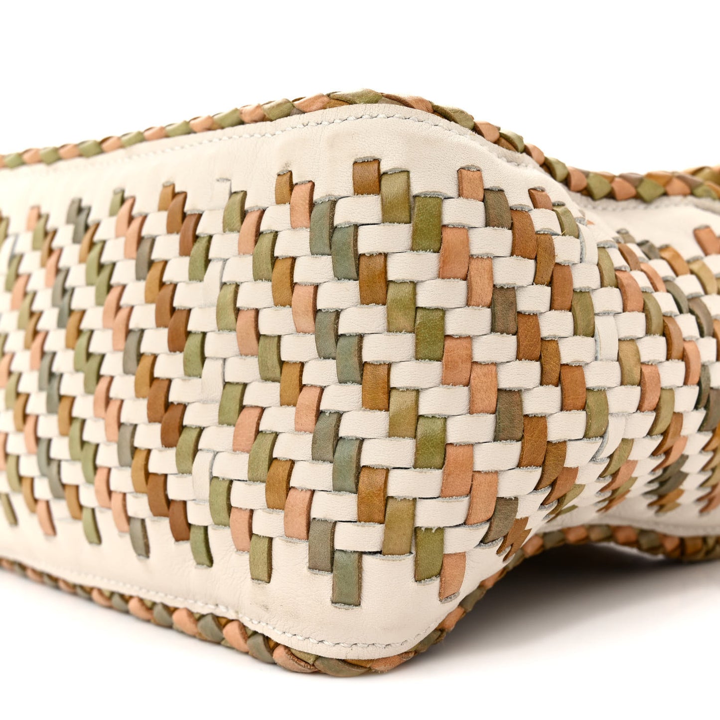 Calfskin Woven Small Puzzle Bag Honey Multicolor