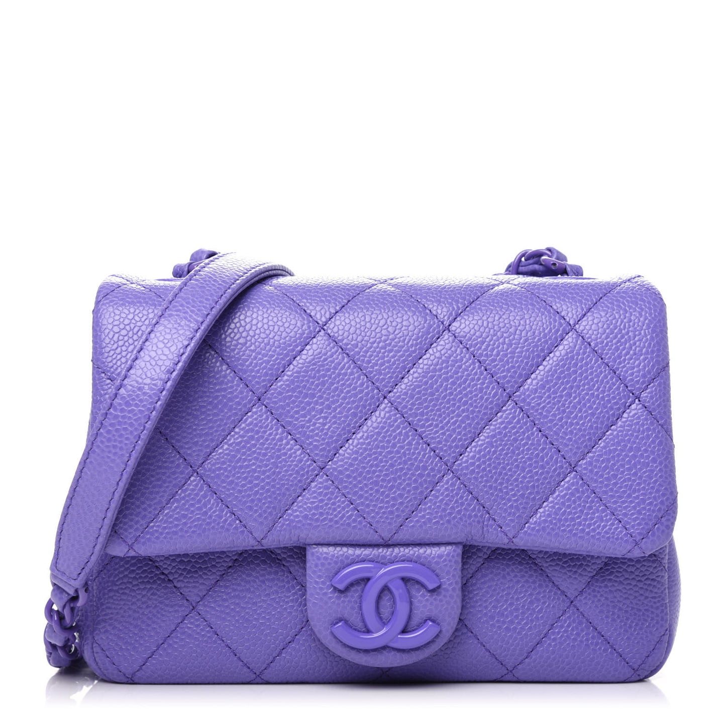 Caviar Quilted Incognito Mini Square Flap Purple