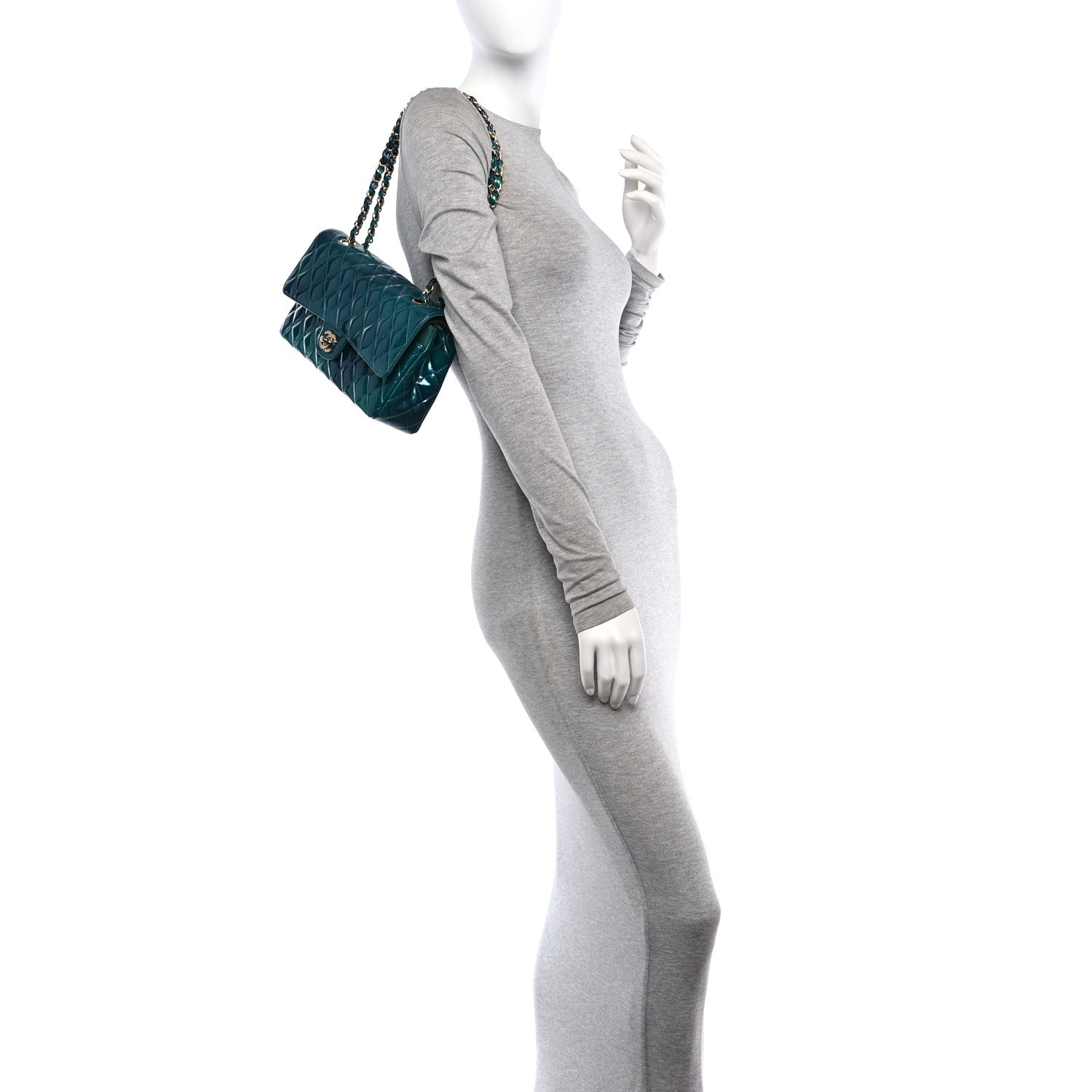 Chanel Shaded Patent Calfskin Quilted Medium Double Flap Green Blue 2 of 10