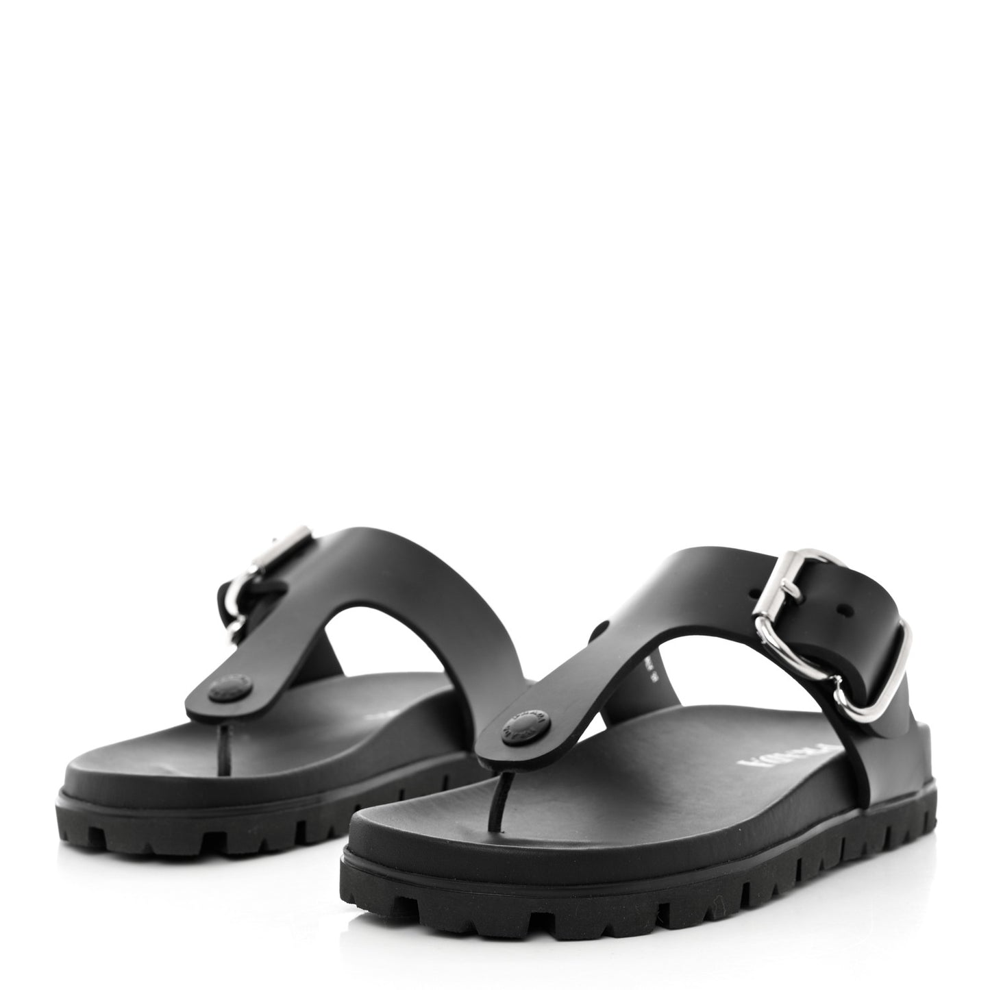 EVA Rubber Buckled Lug Sole 20mm Thong Sandals 37 Black