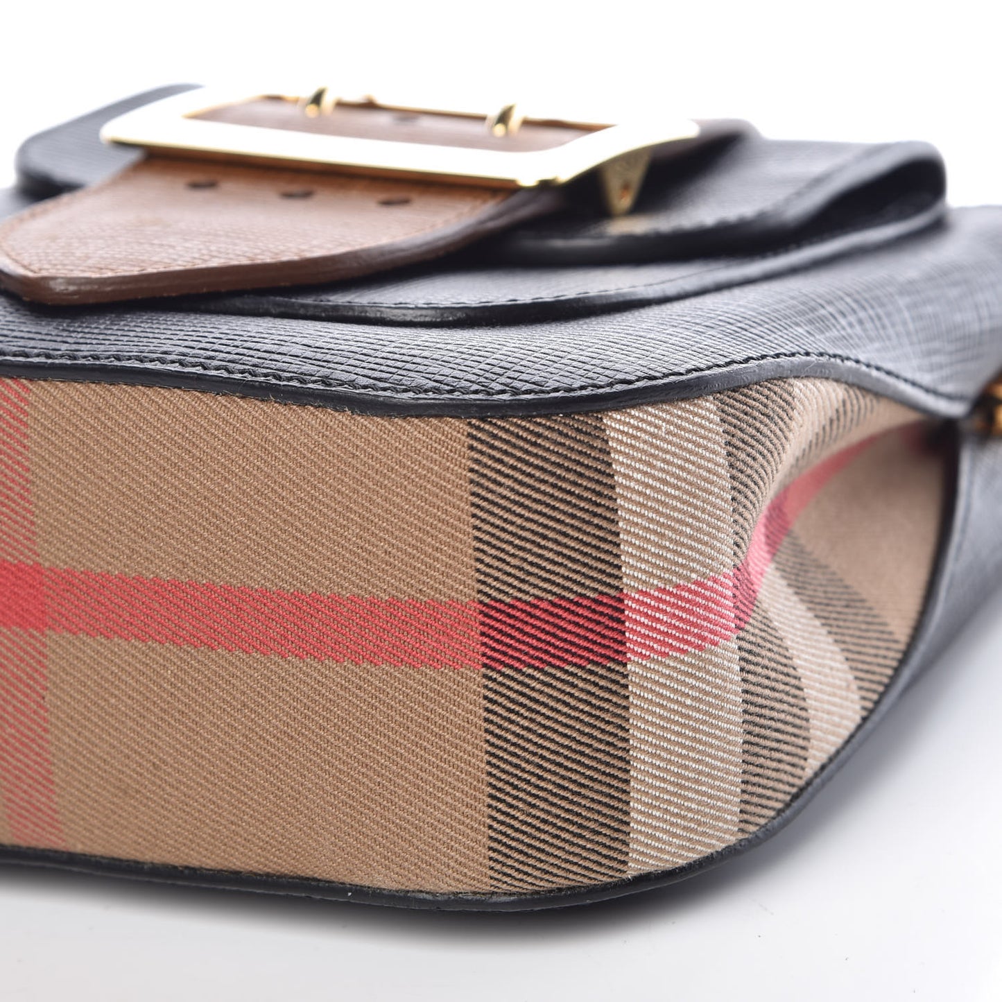 Derby Calfskin Small Square Buckle Belt Bag Black Tan