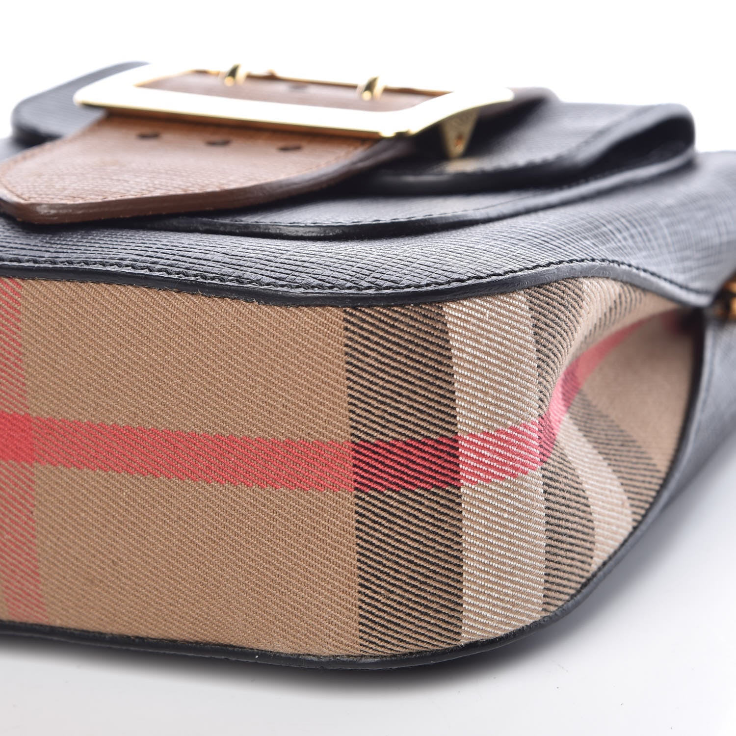 Burberry Derby Calfskin Small Square Buckle Belt Bag Black Tan 10 of 11