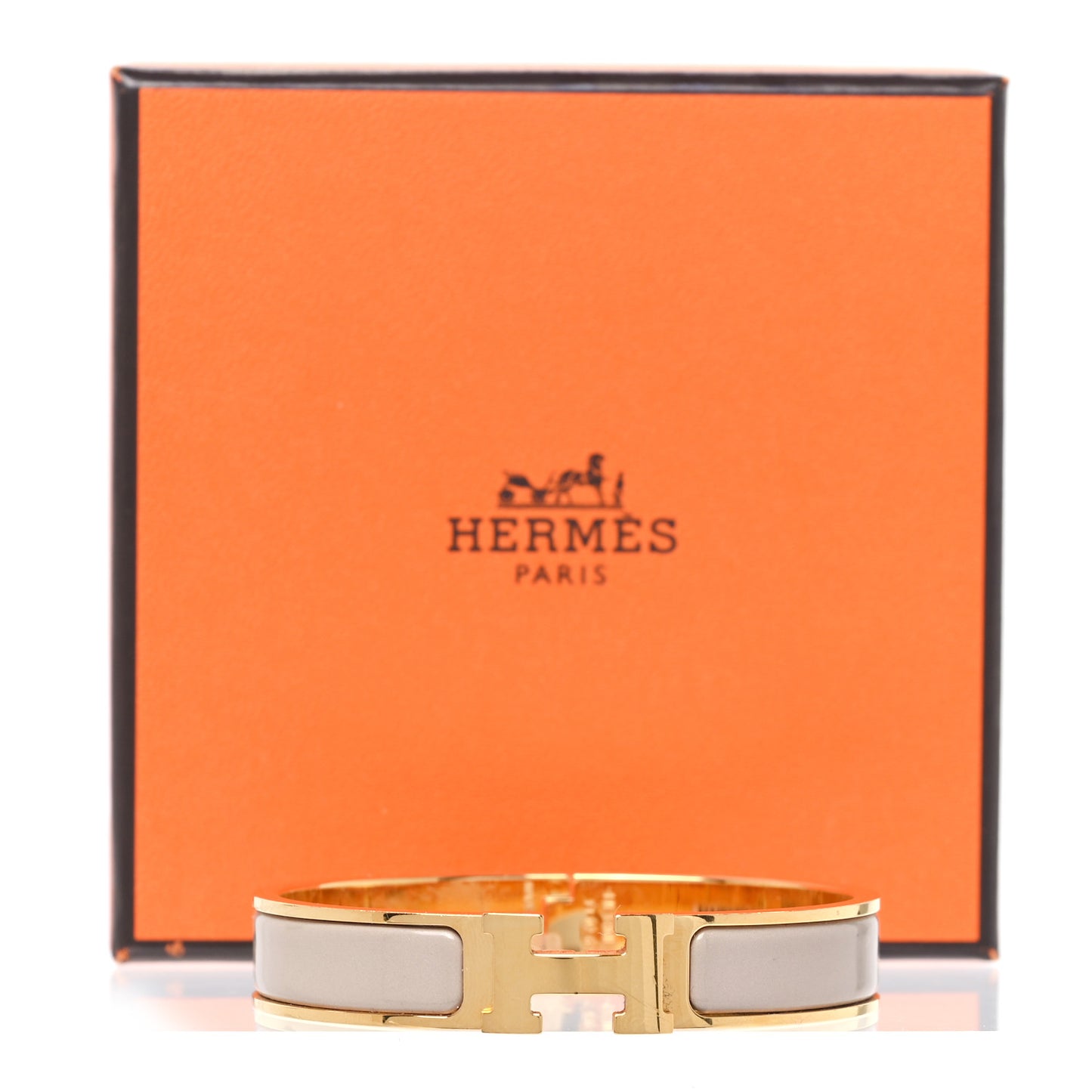 Enamel Narrow Clic Clac H Bracelet PM Marron Glace