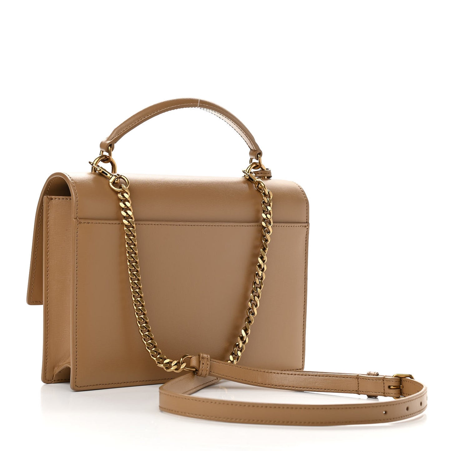 Smooth Calfskin Medium Monogram Sunset Satchel Natural Tan