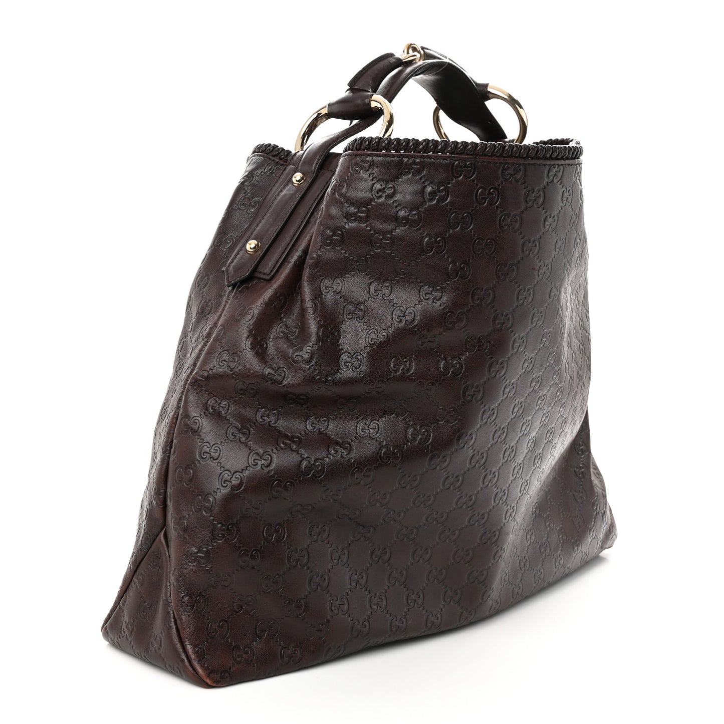 Guccissima Large Horsebit Chain Hobo Chocolate