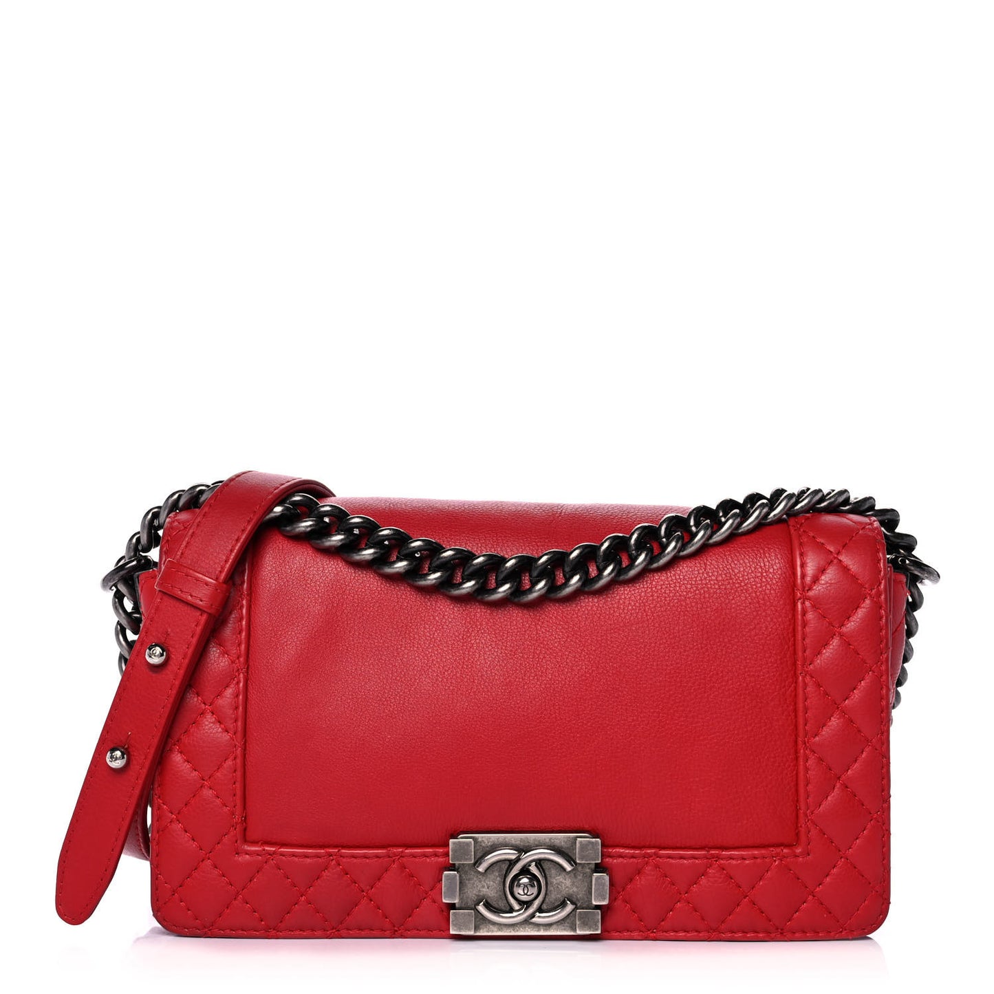 Calfskin Medium Boy Reverso Flap Red