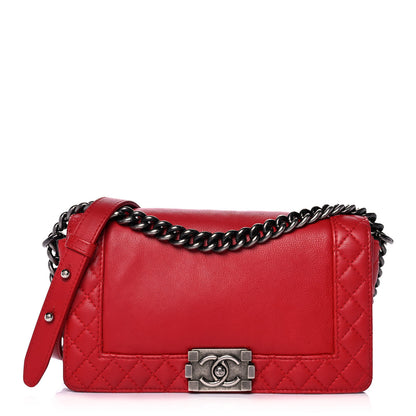 Chanel Calfskin Medium Boy Reverso Flap Red 1 of 17