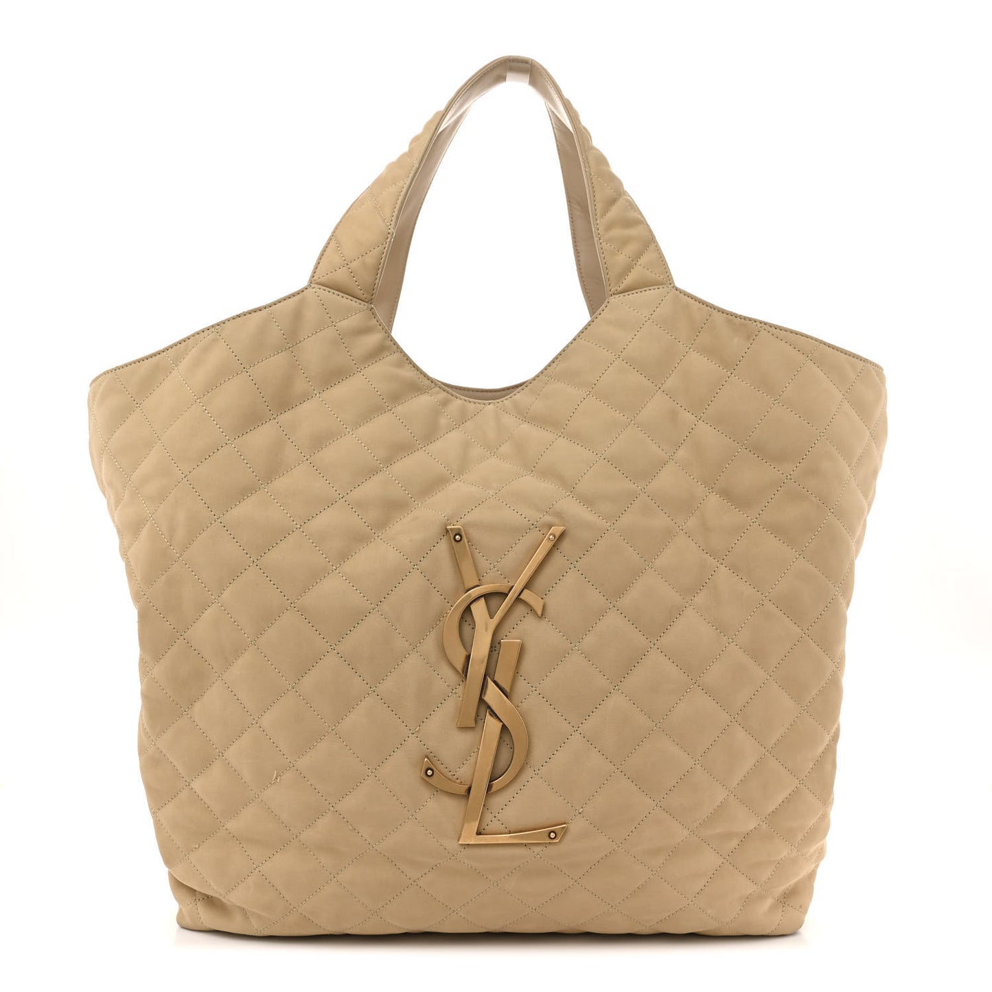 Nubuck Suede Quilted Maxi Icare Shopping Tote Beige
