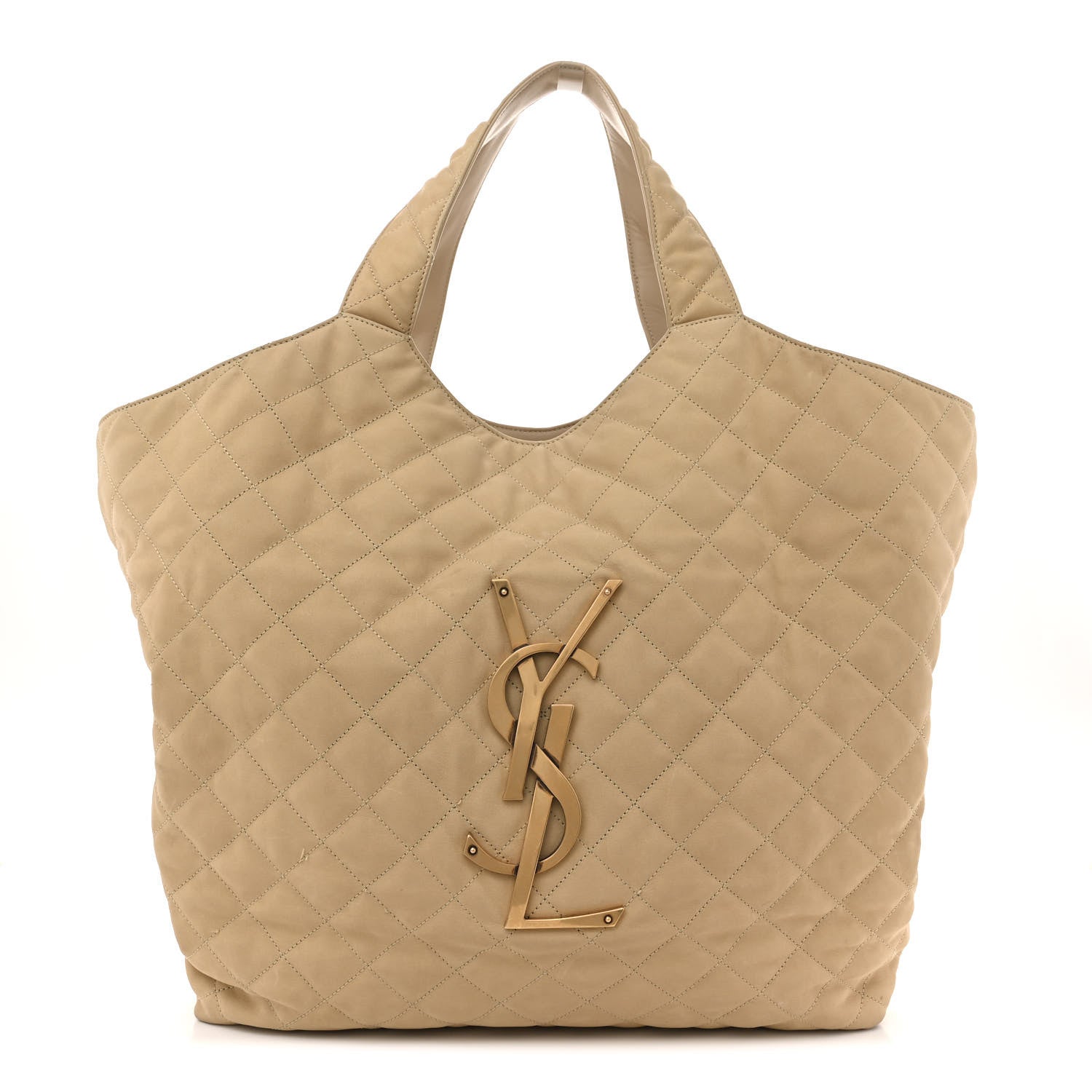 Saint Laurent Nubuck Suede Quilted Maxi Icare Shopping Tote Beige 1 of 14