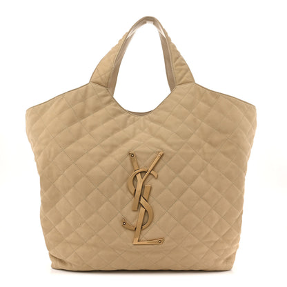 Saint Laurent Nubuck Suede Quilted Maxi Icare Shopping Tote Beige 1 of 14