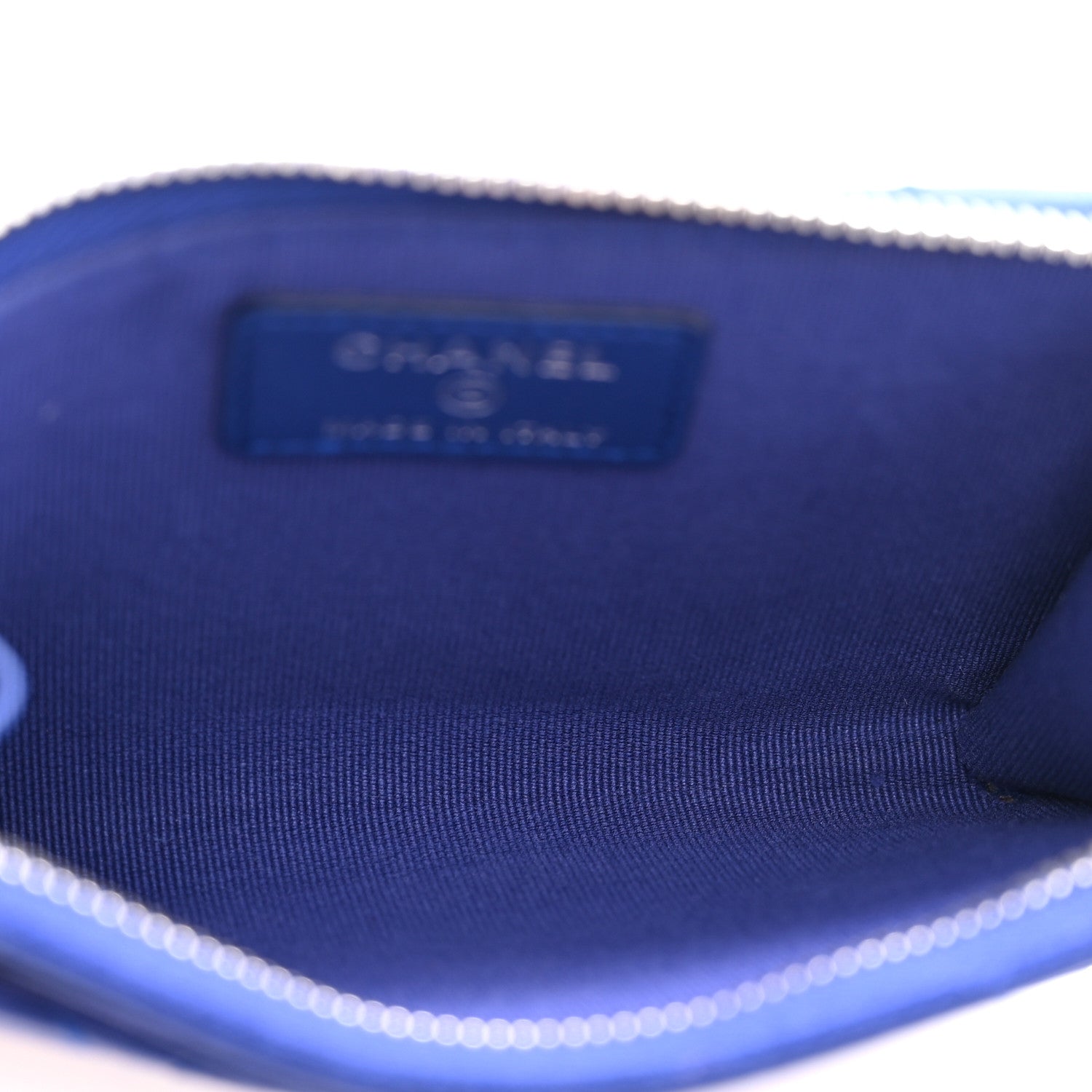 Chanel Lambskin Quilted CC Zip Around Card Holder Blue 5 of 9