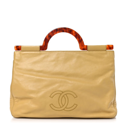 Chanel Lambskin Tortoise Handle Tote Light Yellow 1 of 10