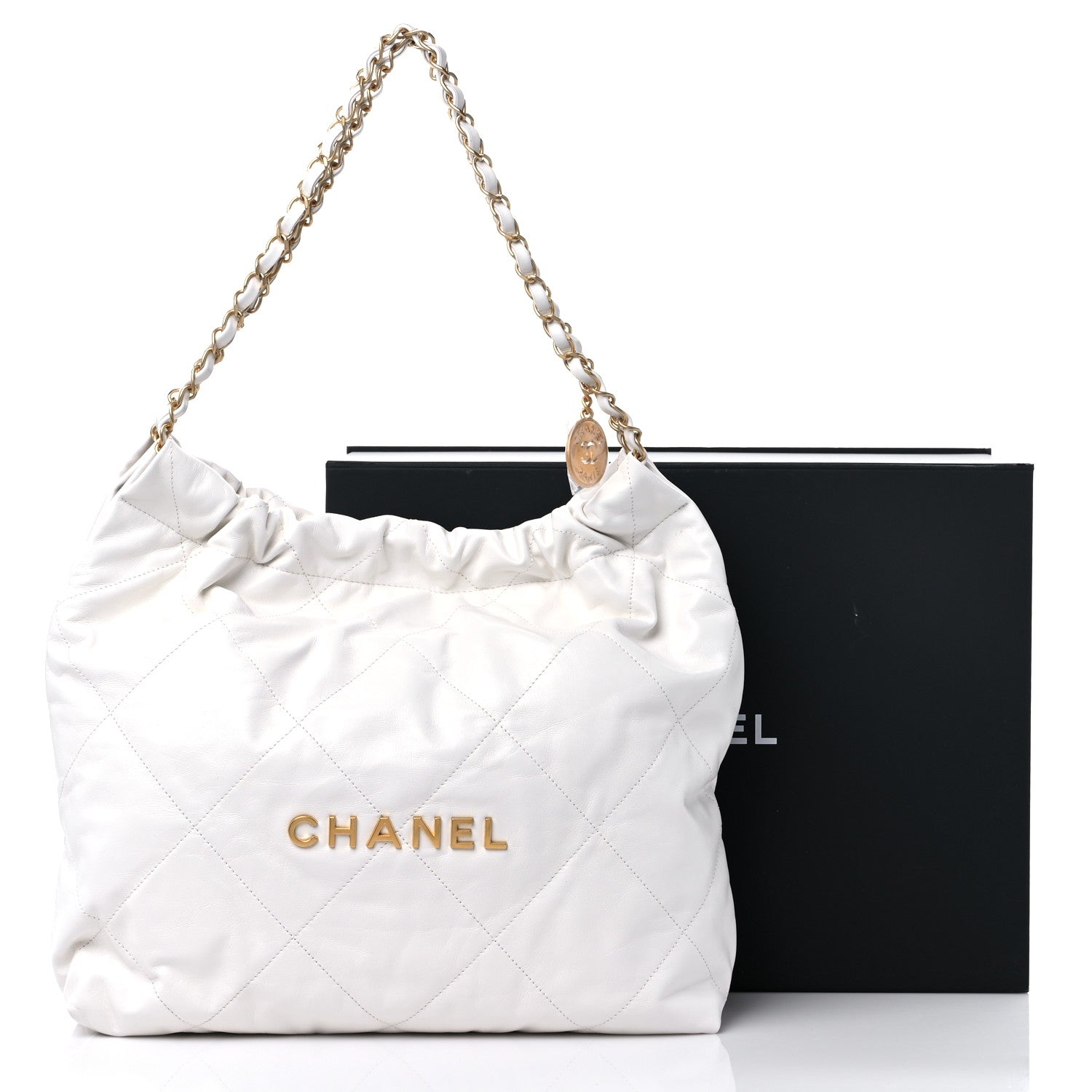 Chanel Shiny Calfskin Quilted Chanel 22 White 11 of 11