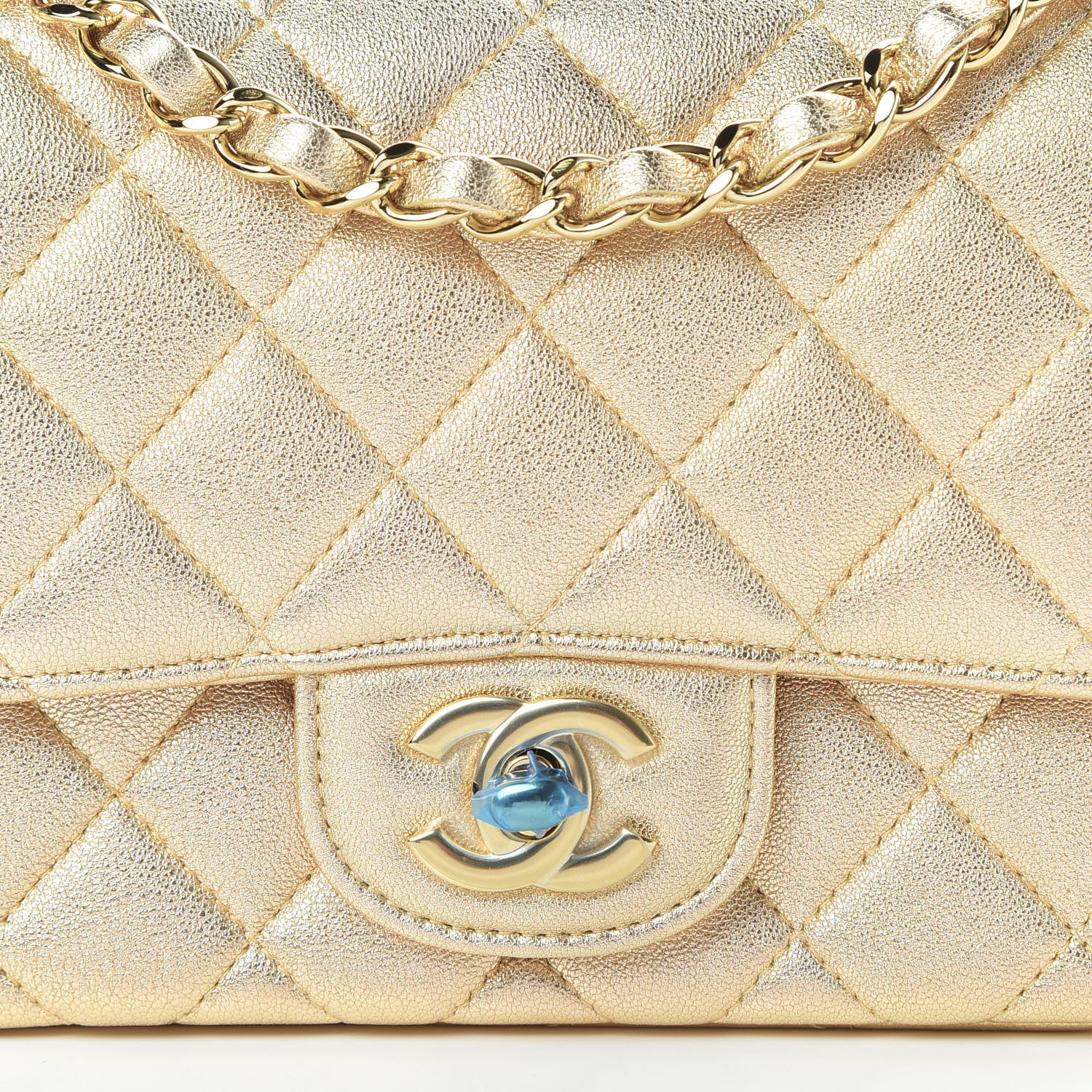 Chanel Metallic Lambskin Quilted Mini Square Flap Gold 8 of 10