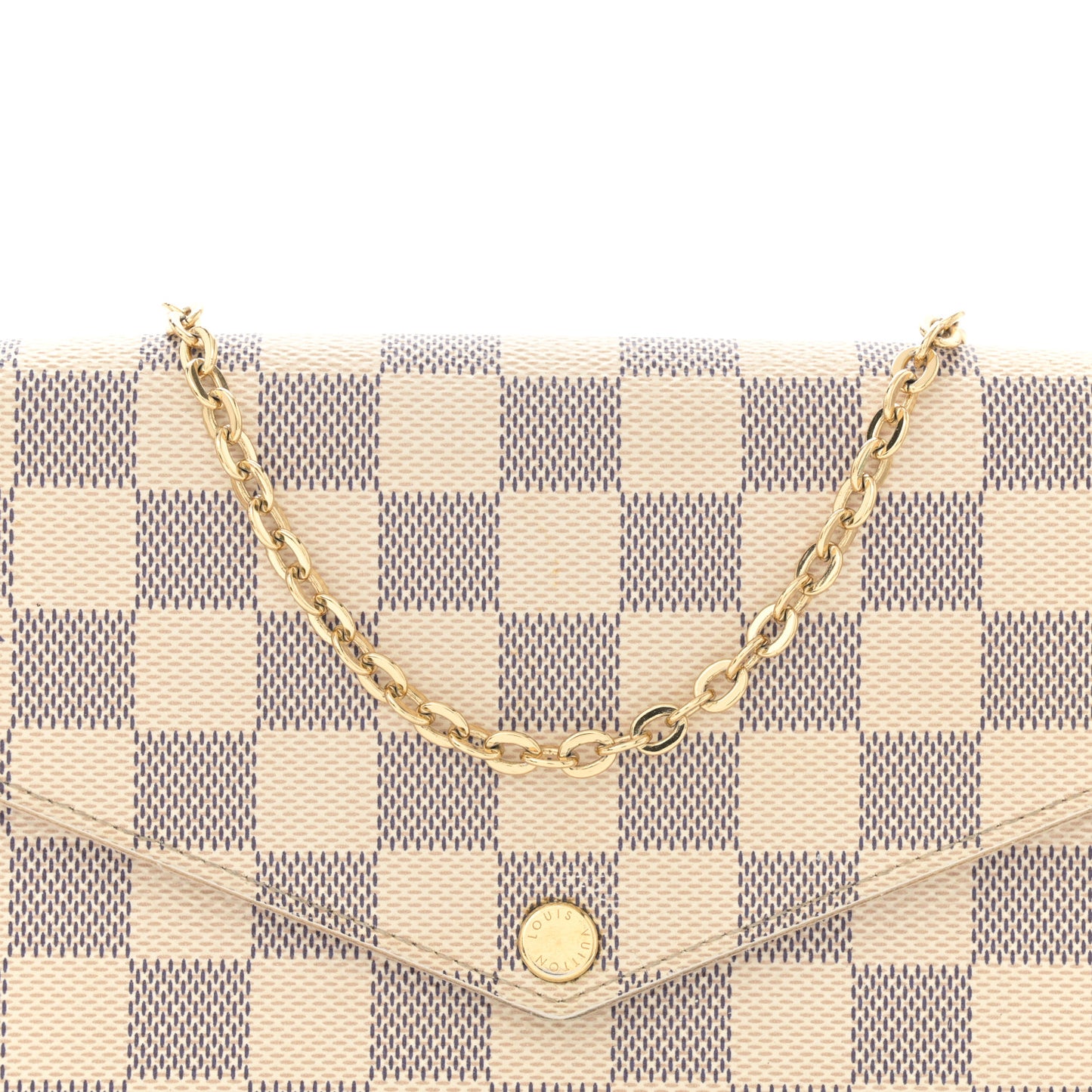 Damier Azur Pochette Felicie Chain Wallet Rose Ballerine