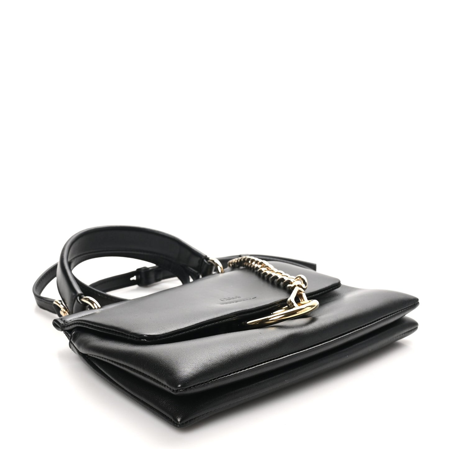 Lambskin Small Faye Top Handle Bag Black