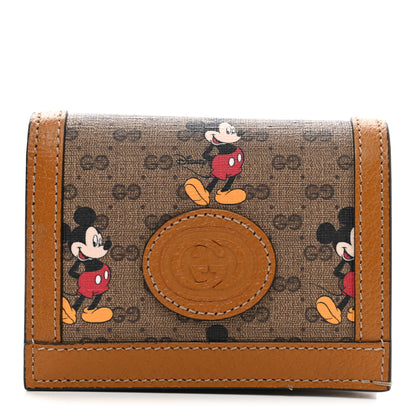 Gucci X DISNEY Mini Vintage GG Supreme Monogram Mickey Mouse Card Holder Wallet Beige Vintage Sun Oil 1 of 7