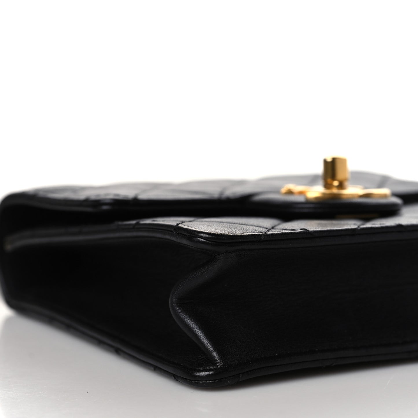 Goatskin Quilted Chic Pearls Flap Black