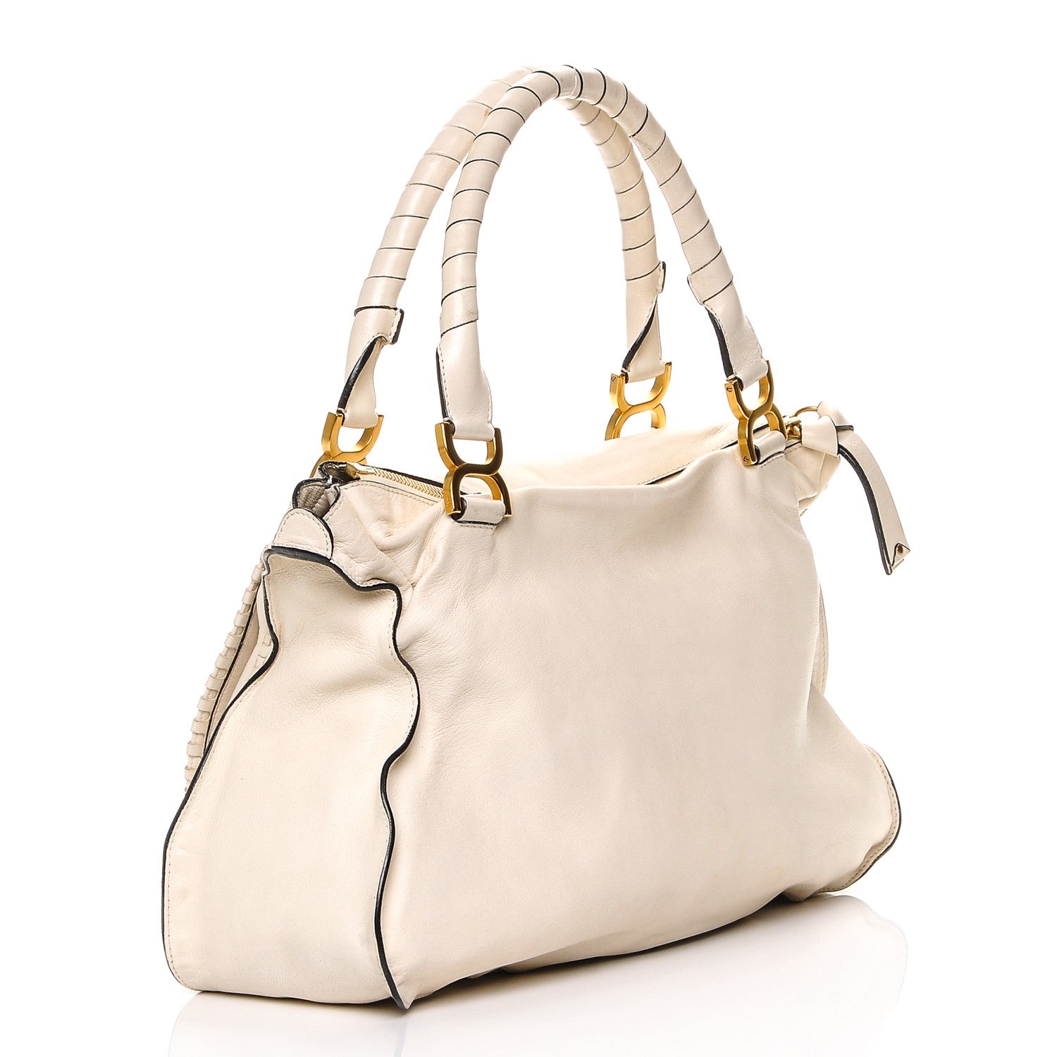Chloe Calfskin Perforated Large Marcie Satchel Porcelain 3 of 6