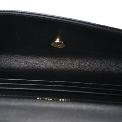 Chanel Calfskin Lizard Embossed Top Handle Long Clutch With Chain Black 5 of 12