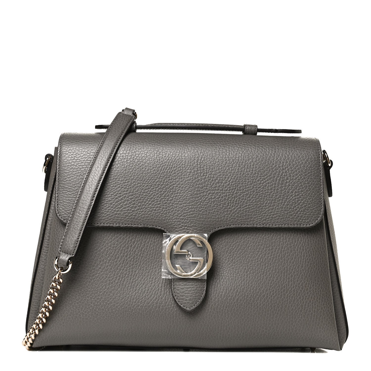 Gucci Dollar Calfskin Medium Interlocking G Top Handle Shoulder Bag Loess 1 of 12