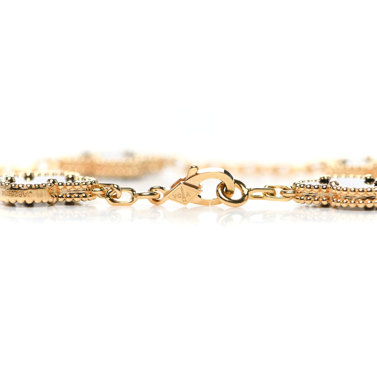 18K Yellow Gold Black Onyx 5 Motifs Vintage Alhambra Bracelet