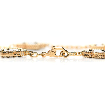 Van Cleef & Arpels 18K Yellow Gold Black Onyx 5 Motifs Vintage Alhambra Bracelet 4 of 8