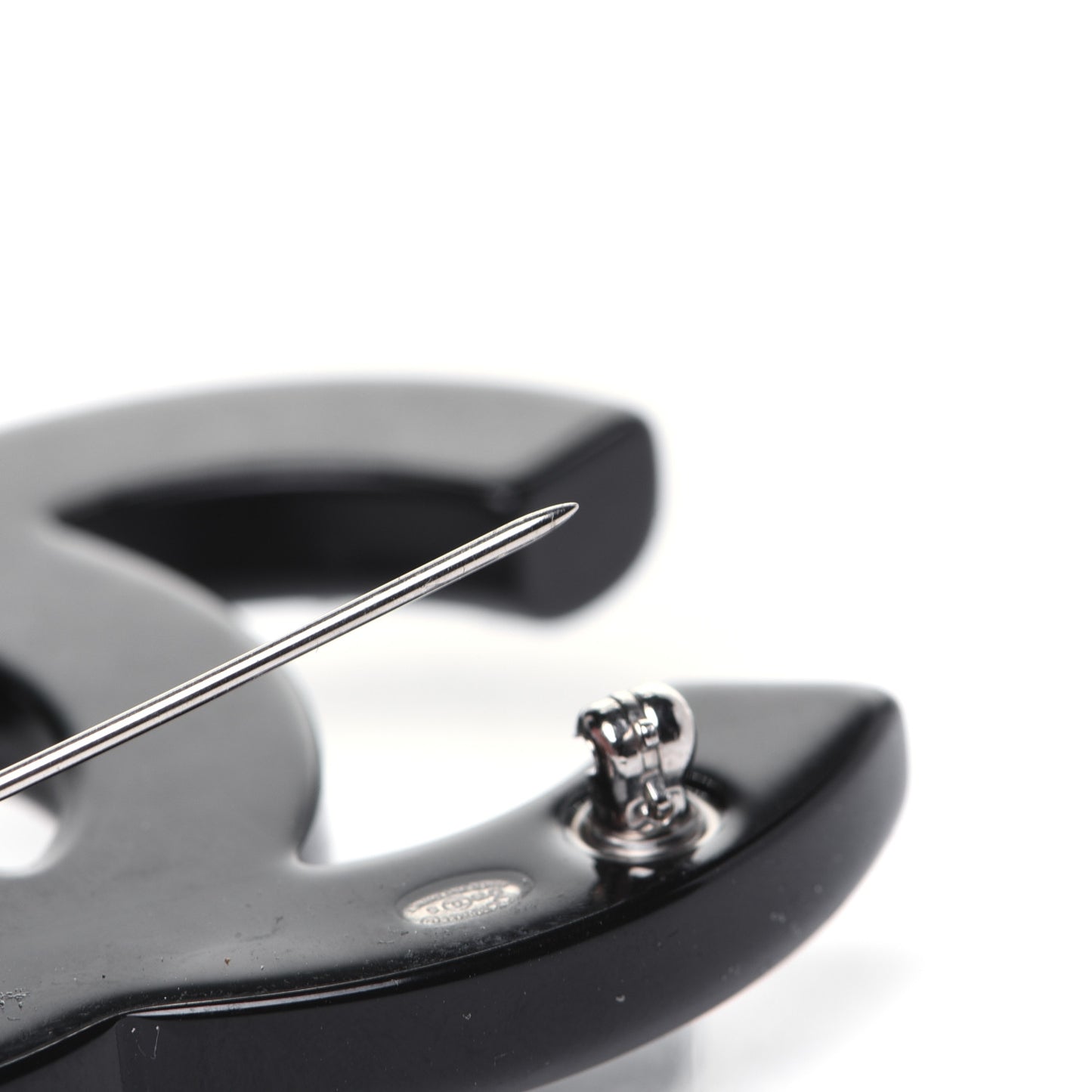 Resin Crystal CC Brooch Black