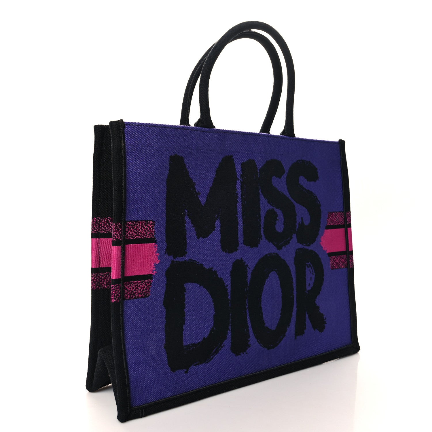 Christian Dior Canvas Embroidered Large Miss Dior Graffiti Book Tote Fuchsia Purple 3 of 12