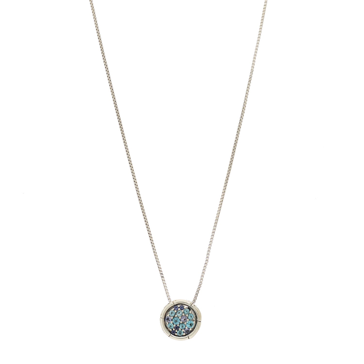 John Hardy Sterling Silver Iolite Blue Topaz Small Bamboo Round Pendant Necklace 1 of 5