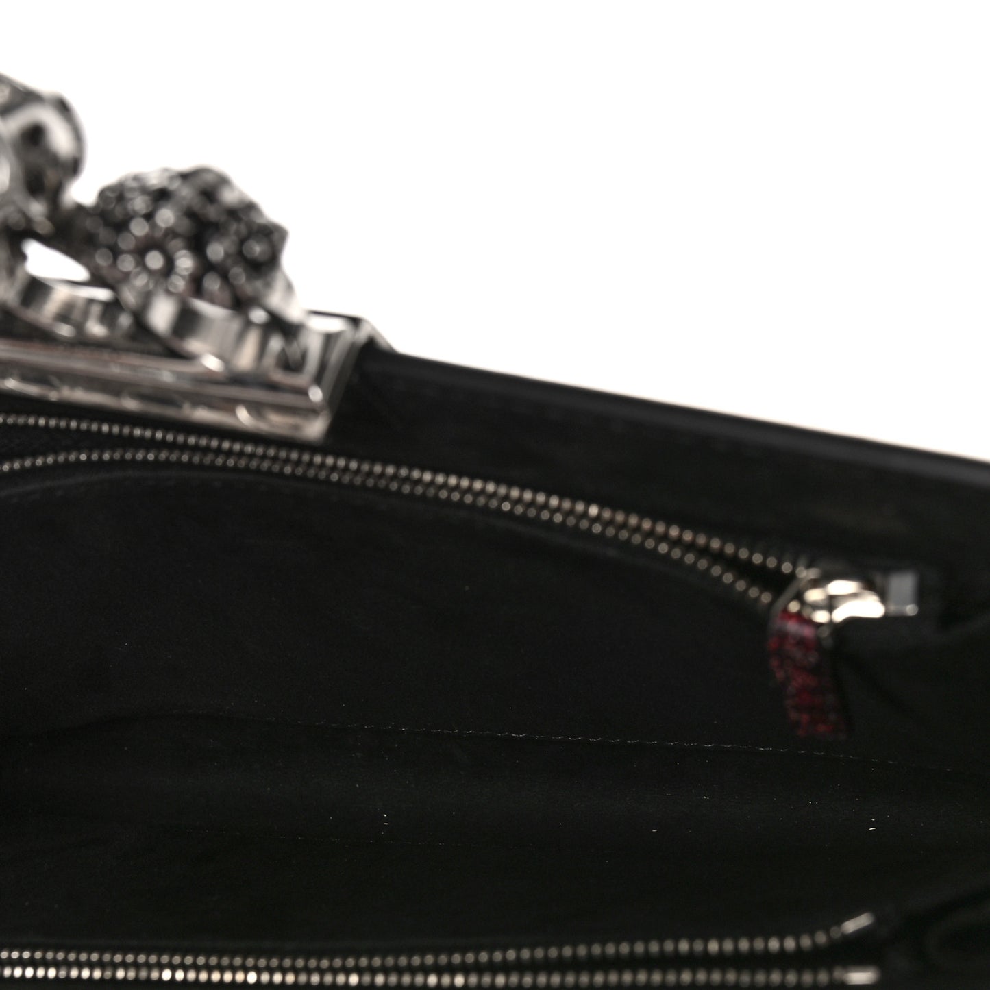 Calfskin Four Ring Sprayed-Print Flat Pouch Clutch Bag Red Black