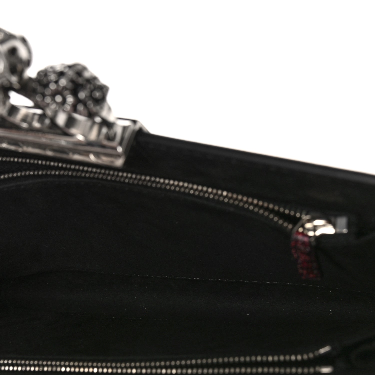 Alexander McQueen Calfskin Four Ring Sprayed-Print Flat Pouch Clutch Bag Red Black 5 of 9