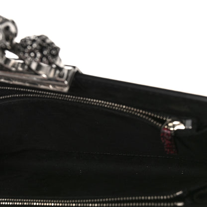 Alexander McQueen Calfskin Four Ring Sprayed-Print Flat Pouch Clutch Bag Red Black 5 of 9