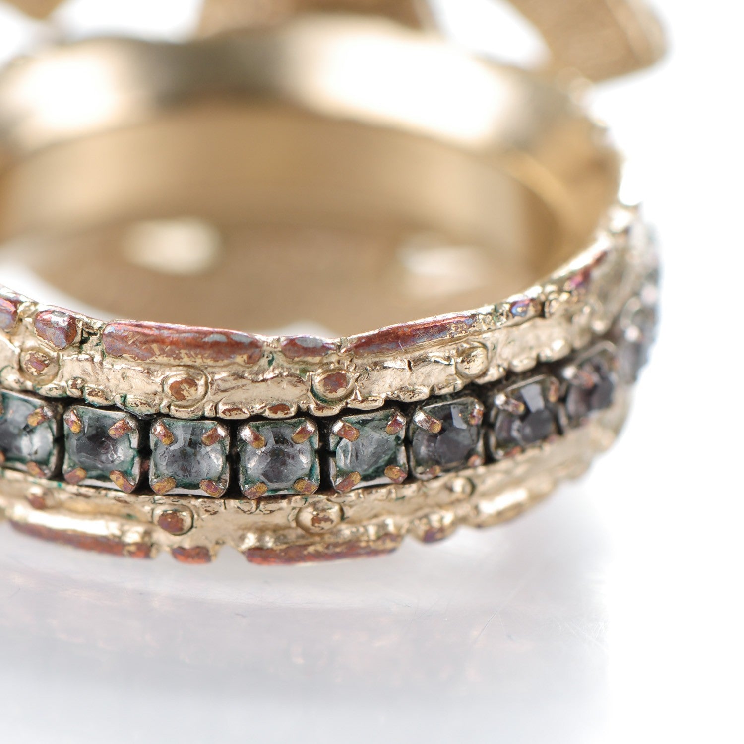 Chanel Paris Byzance Crystal CC Ring 6.5 Gold 5 of 8