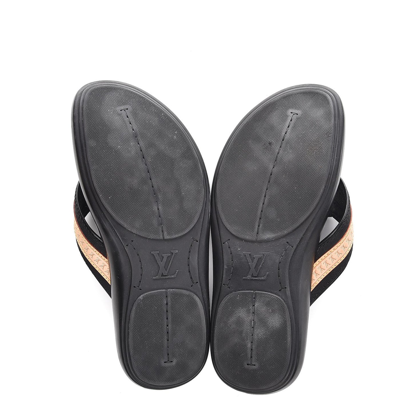 Mens Rubber Canvas Vachetta Thong Sandals 6 Black