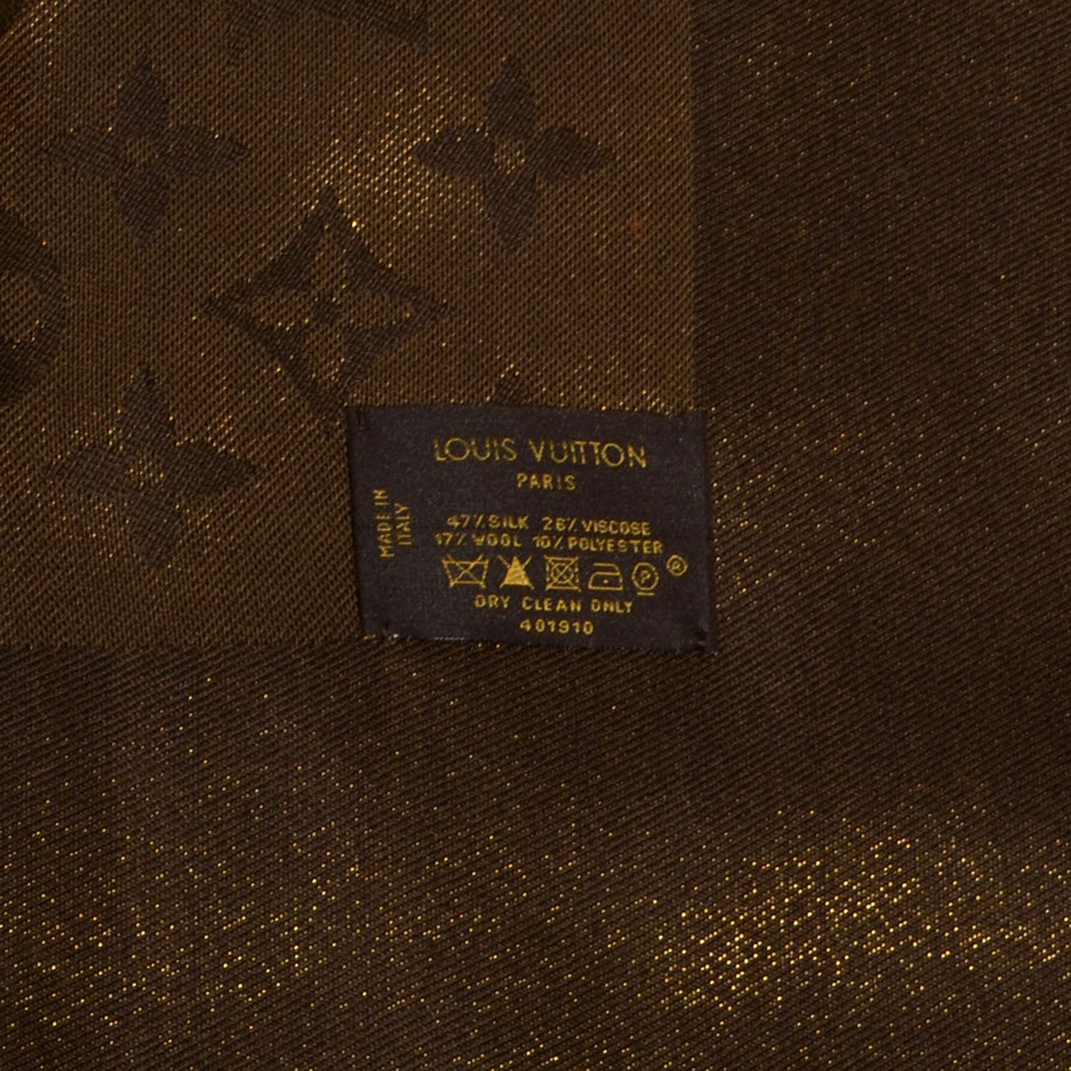 Louis Vuitton Silk Lurex Wool Monogram Shine Shawl Brown 5 of 5