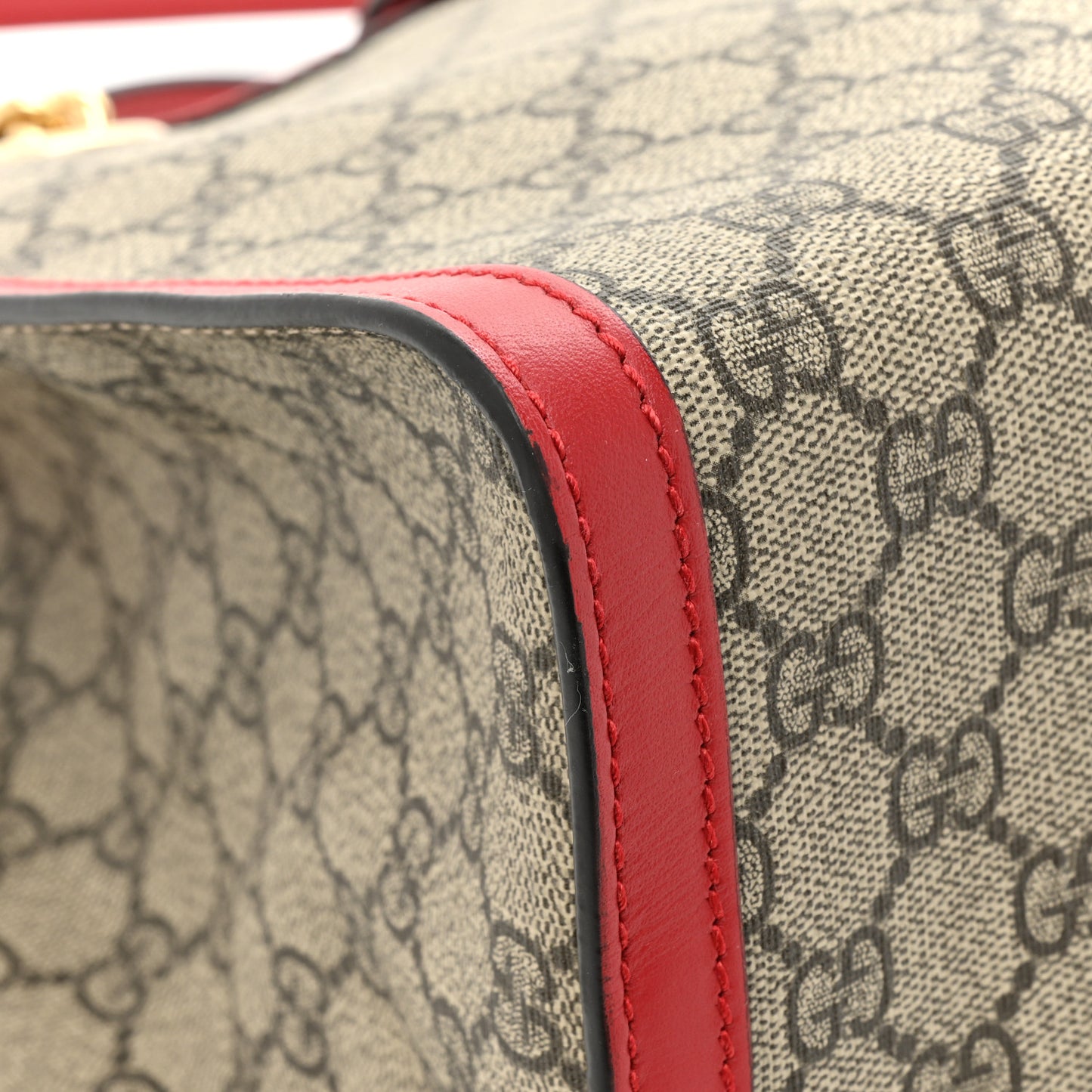 GG Supreme Monogram Medium Padlock Tote Hibiscus Red