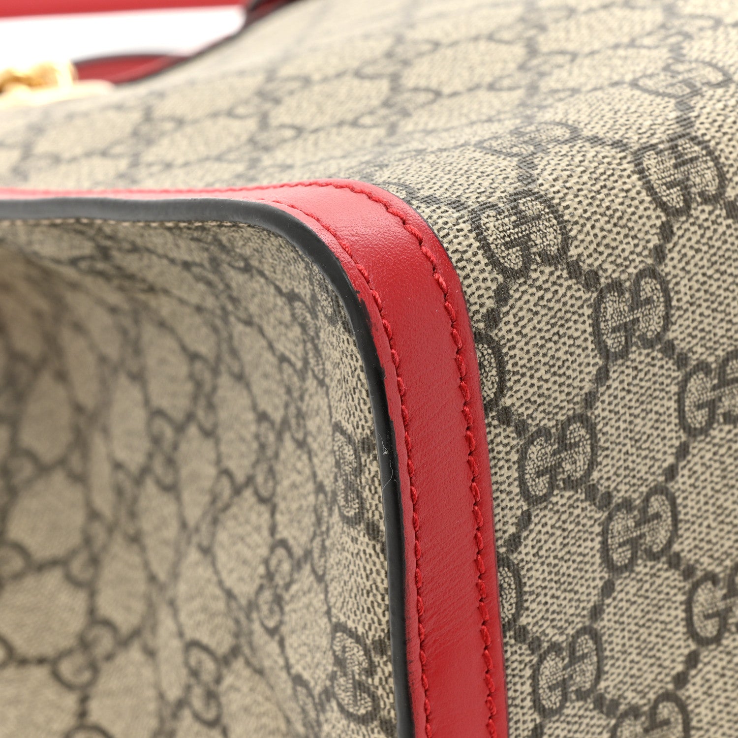 Gucci GG Supreme Monogram Medium Padlock Tote Hibiscus Red 12 of 13