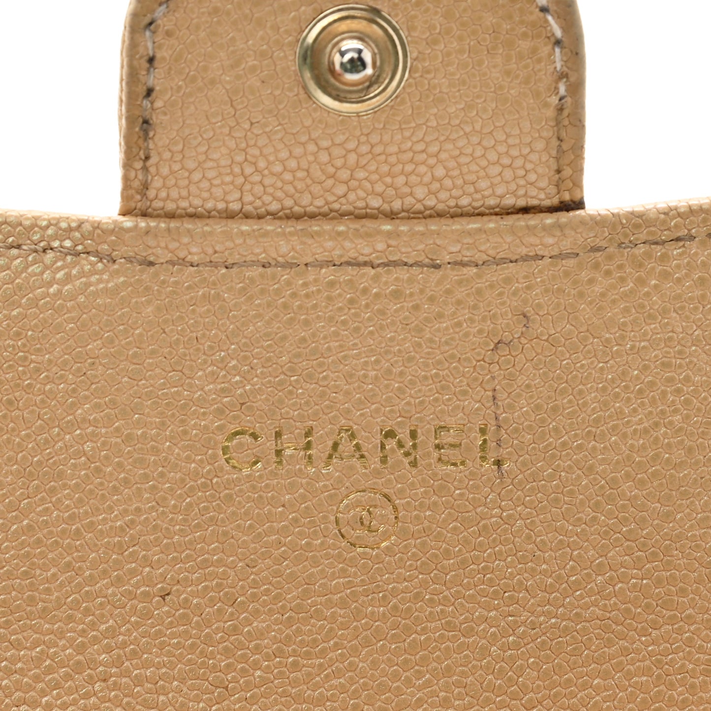 Iridescent Caviar Quilted Long Gusset Flap Wallet Beige